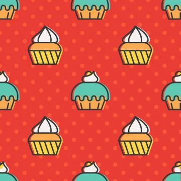 Colorful cute Cupcake seamless pattern for wrapping paper gift Illustrazione stock