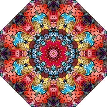 Colorful cute Mandala. Decorative unusual round ornaments. Stock Illustration