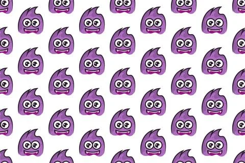 Colorful cute monster seamless pattern background template Stock Illustration