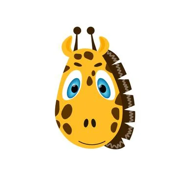 Colorful cute vector giraffe face. Emoji funny animal. Stock Illustration