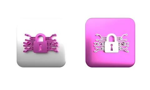 Colorful Cyber security icon isolated on white background. Closed padlock o.. Stock Illustration