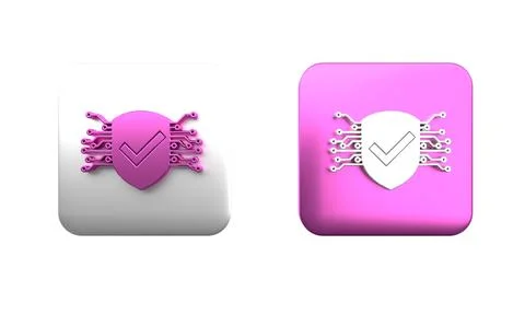 Colorful Cyber security icon isolated on white background. Shield with chec.. Stock Illustration