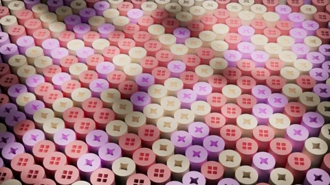 Colorful Cylinders Pattern - Abstract 3D Design Stock Footage 312032264