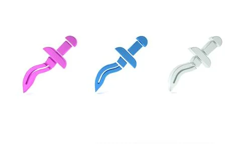 Colorful Dagger icon isolated on white background. Knife icon. Sword with s.. Stock Illustration