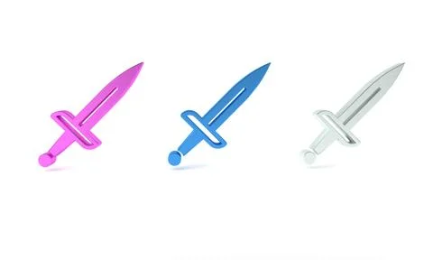 Colorful Dagger icon isolated on white background. Knife icon. Sword with s.. Stock Illustration