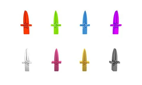 Colorful Dagger icon isolated on white background. Knife icon. Sword with s.. Stock Illustration