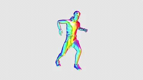 Colorful dancer dance - 3d render looped with alpha channel. Video stock 217660795