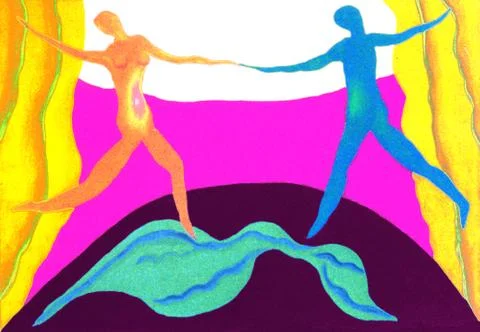 Colorful dancers Stock Illustration