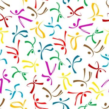 Colorful dancing figures seamless pattern Illustrazione stock