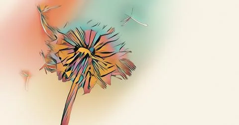 Colorful Dandelion Image Stock Illustration