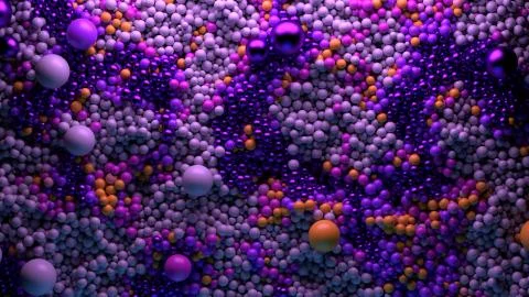 Colorful dark 3d render background with a lot of spheres. Reflective material Stock Illustration