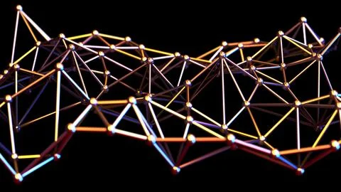 Colorful dark metallic plexus pattern against black background Stock Illustration