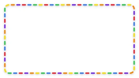 Colorful Dashed Border Animation with Rotating Rainbow Frame Elements Stock Footage 344851084