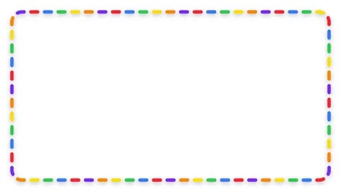 Colorful Dashed Border Animation with Rotating Rainbow Frame Elements Stock Footage 345708075