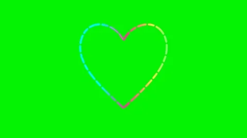 Colorful Dashed Heart Outline Animation on Green Screen Stock Footage 336702346