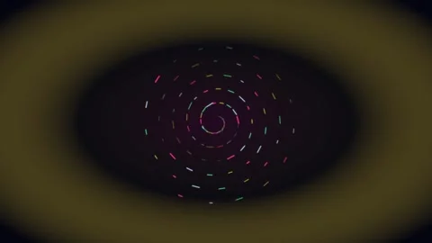 Colorful dashed lines form a mesmerizing rotating spiral pattern against a .. Stock Footage 340490643