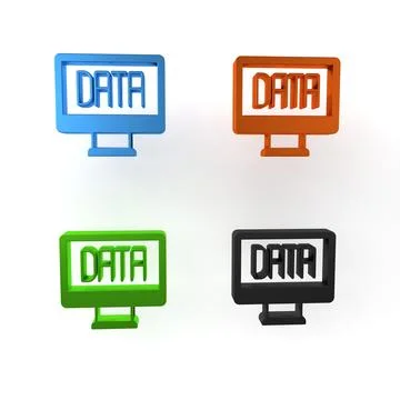 Colorful Data analysis icon isolated on white background. Business data ana.. Stock Illustration