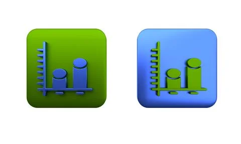 Colorful Data analysis icon isolated on white background. Square button. 3D.. Illustrazione stock