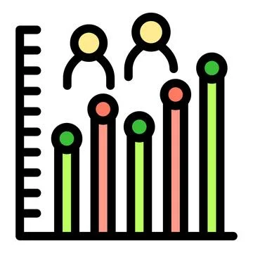 Colorful data chart showing increasing user statistics with icons 스톡 일러스트