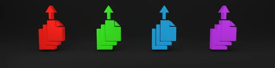 Colorful Data export icon isolated on black background. Minimalism concept... Stock Illustration