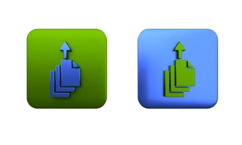 Colorful Data export icon isolated on white background. Square button. 3D r.. Illustrazione stock