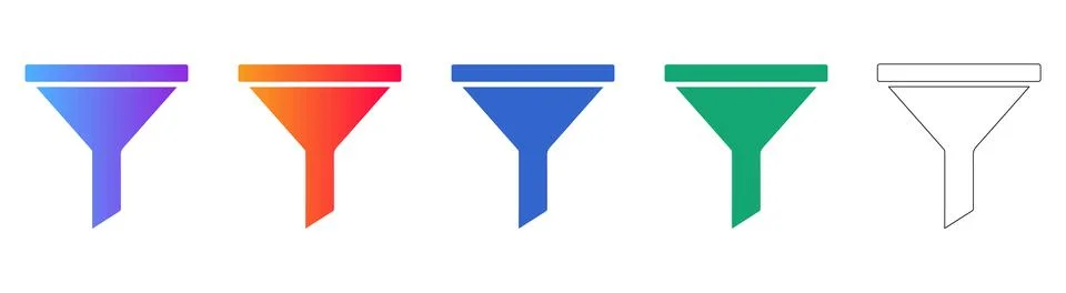 Colorful Data Filter Icons Set for Sorting and Selection Stock Illustration
