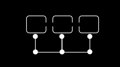 Colorful Data Flow Diagram with Network Connections &amp; Abstract Digital Blocks Stock Footage 310281696