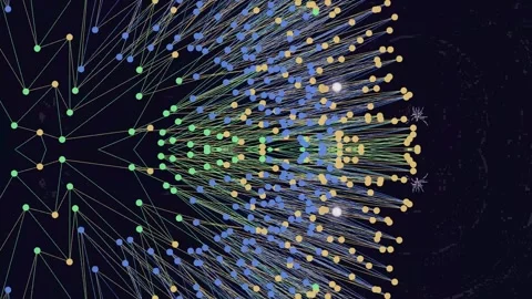 Colorful Data Plexus Network Expansion on Dark Background Stock Footage 329894097
