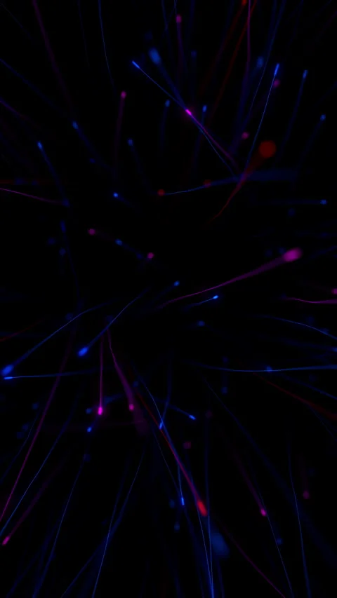 Colorful data signal moving randomly towards with trails. Fiber optics, internet Stock Footage 323122903