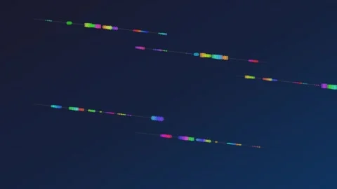 Colorful Data Stream Flow Loop - Big Data Analytics Tech Background Stock Footage 341563574