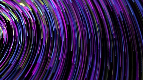 Colorful data technology neon light on black background, lines 3d animation Stock Footage 243004060