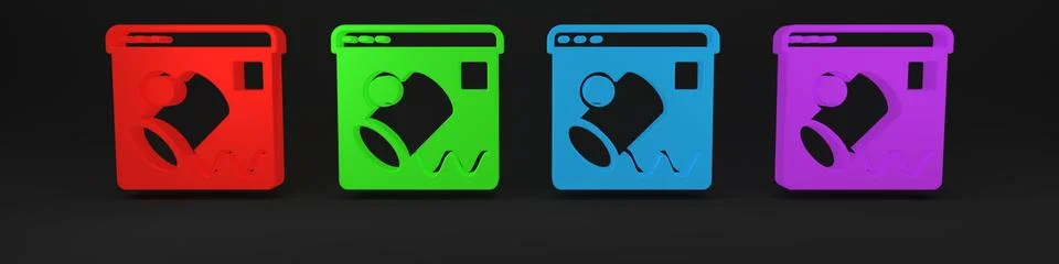 Colorful Data visualisation icon isolated on black background. Minimalism c.. Stock Illustration