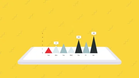 Colorful Data Visualization with Bargraph on Yellow Background Stock Footage 341922362