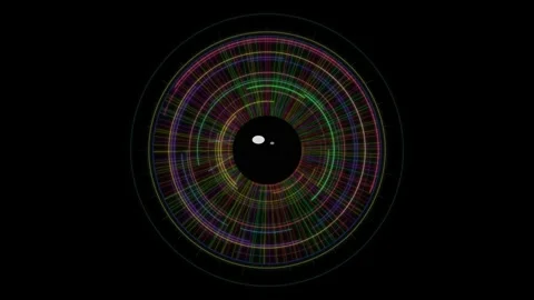 Colorful data visualization with circular patterns in dark background Stock Footage 337064310