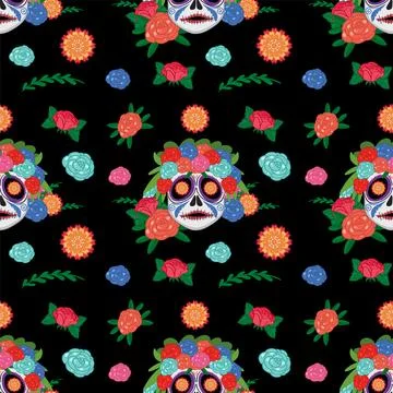 Colorful Day of the Dead Pattern イラスト素材