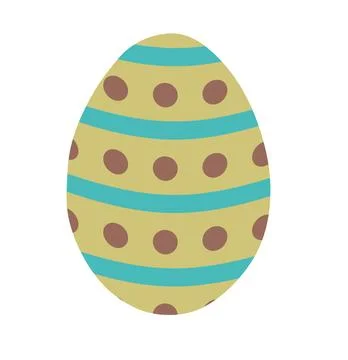 Colorful Decorated Easter egg with Stripes and Dots. Vector Flat or Cartoon I Stock Illustration