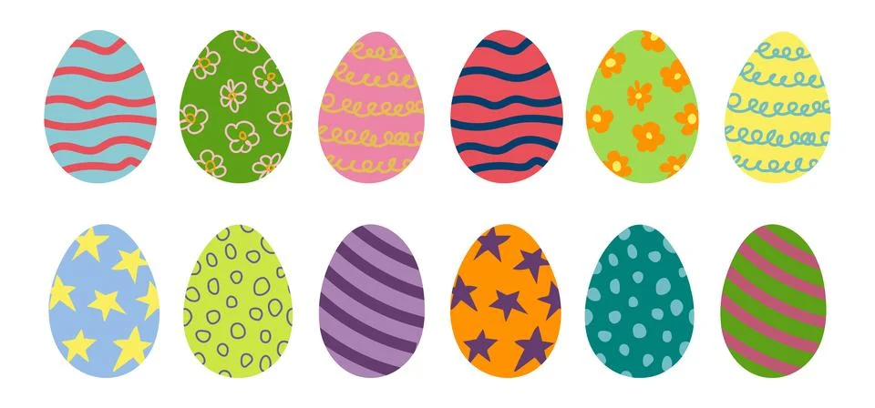 Colorful Decorated Easter Eggs Collection Illustrazione stock