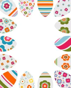 Colorful decorated easter eggs frame Stock Illustration