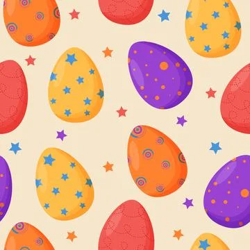 Colorful decorated Easter eggs seamless pattern. Spring holiday. Happy easter Illustrazione stock