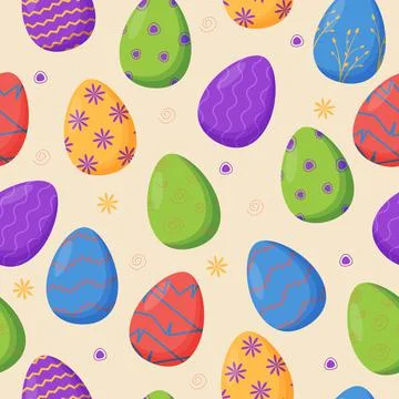 Colorful decorated Easter eggs seamless pattern. Spring holiday. Happy easter Stockillustratie