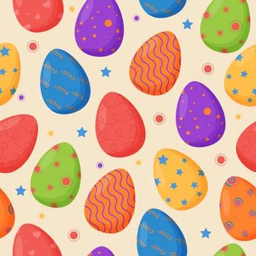 Colorful decorated Easter eggs seamless pattern. Spring holiday. Happy easter 스톡 일러스트