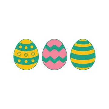 Colorful decorated eggs with different patterns isolated on transparent bac.. Stock Illustration
