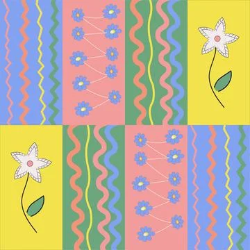 Colorful decorated rectangles seamless pattern 库存插图