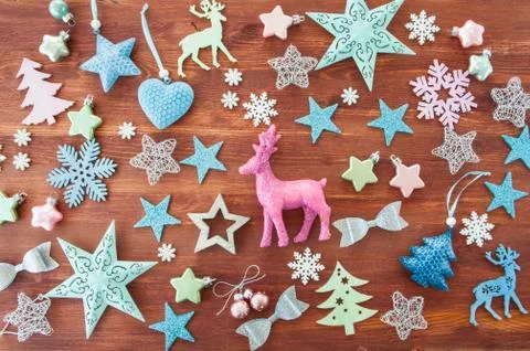 Colorful decorations for christmas Stock Photos