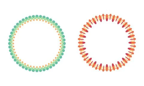 Colorful decorative circular frames set for craft and card design Stock Illustration