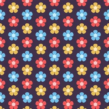 Colorful Decorative Flowers Repeat Pattern Background 스톡 일러스트