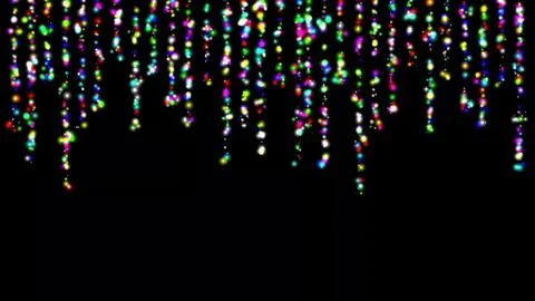 Colorful decorative light threads on plain black background Stock Illustration