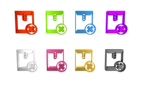 Colorful Delete envelope icon isolated on white background. Delete or error.. Stockillustratie