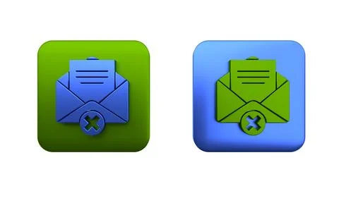 Colorful Delete envelope icon isolated on white background. Delete or error.. 스톡 일러스트