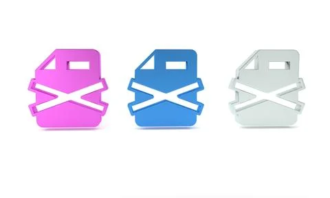 Colorful Delete file document icon isolated on white background. Rejected d.. Stock Illustration
